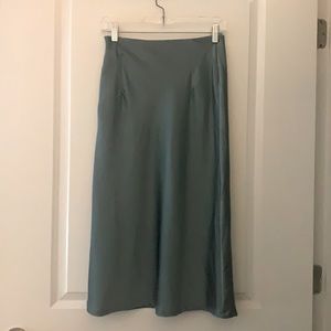 Shein sea green satin slip skirt size XS